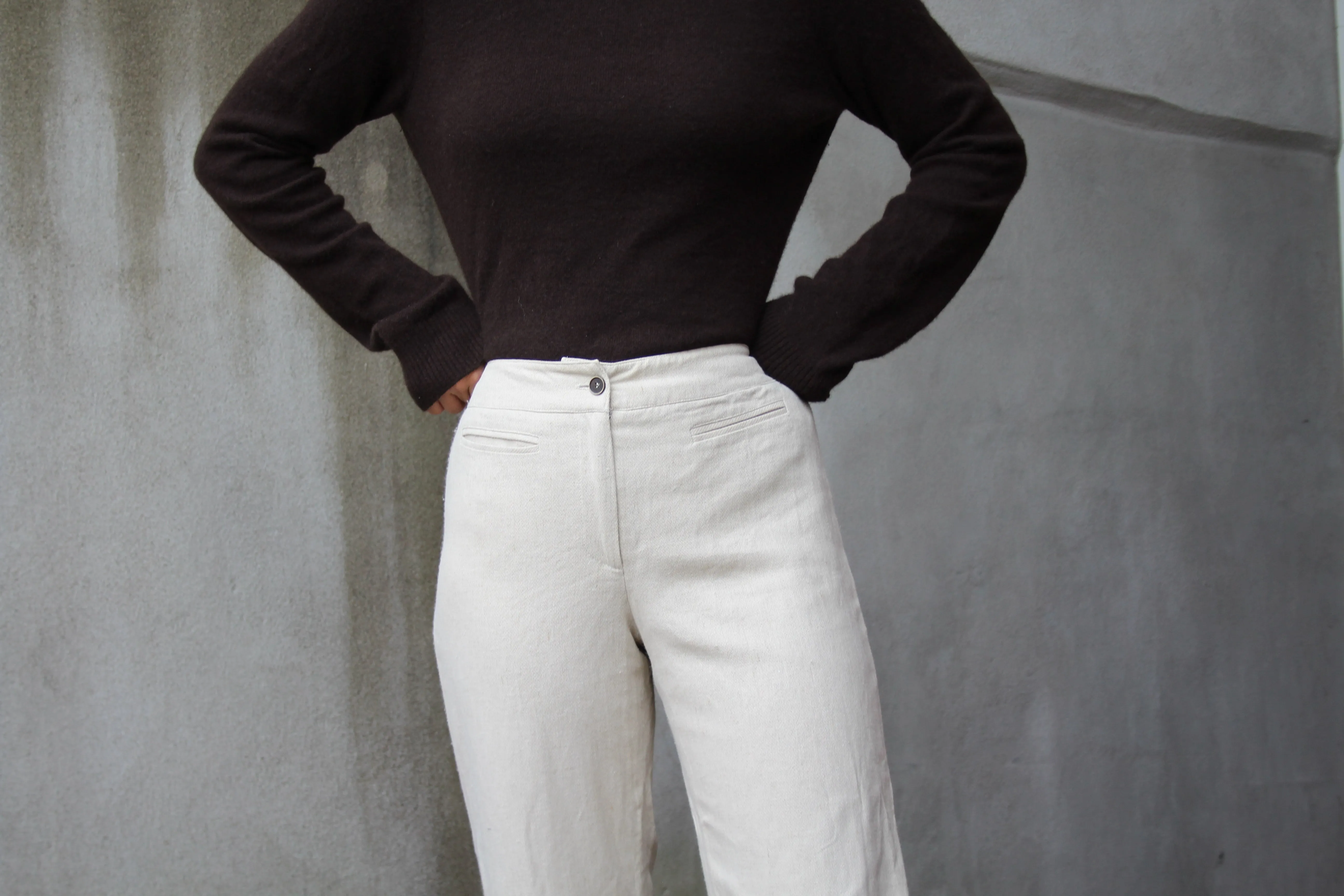 90s Linen-Blend Flared Trousers - 27