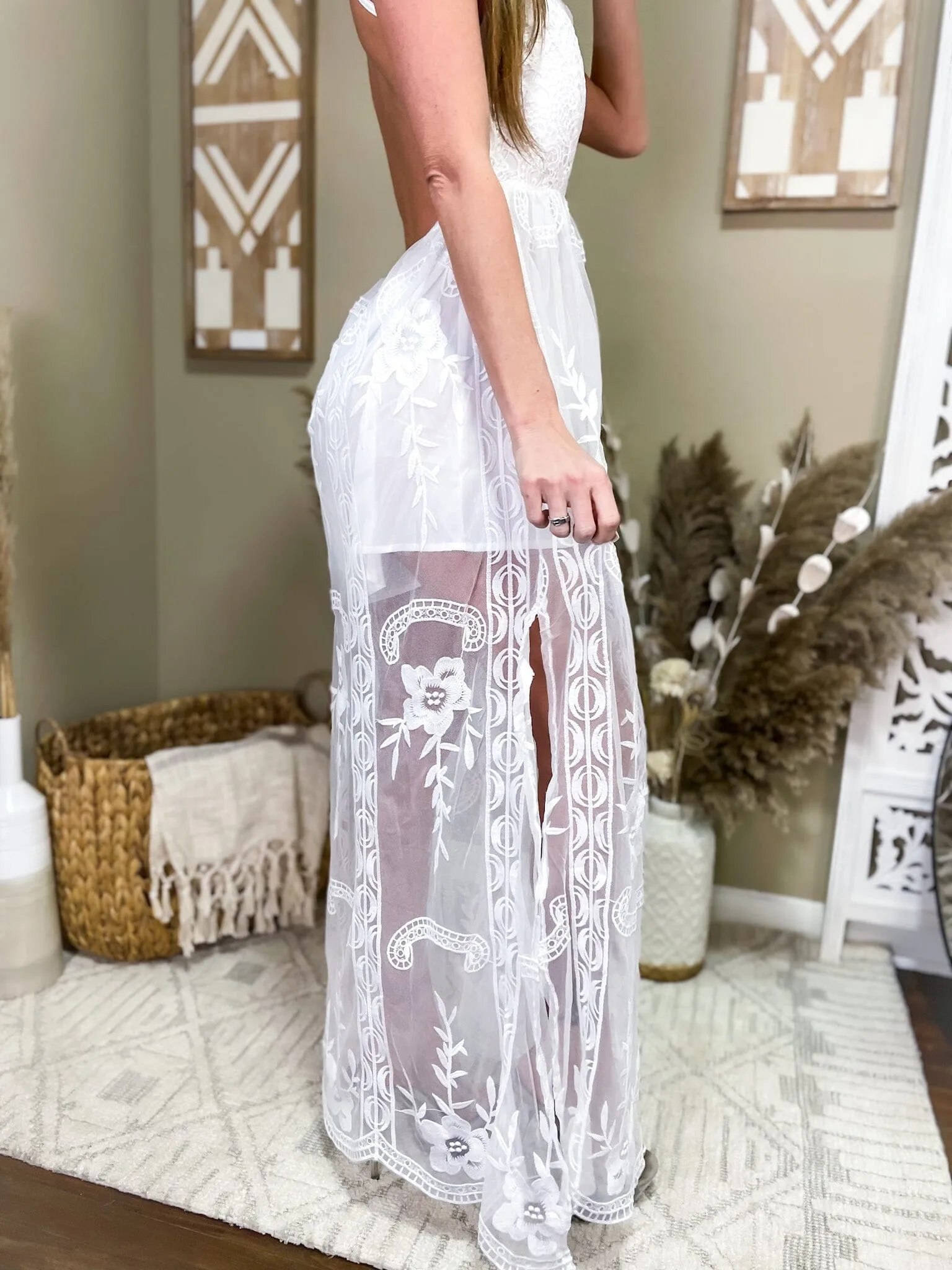 A White Western Dream Maxi Romper
