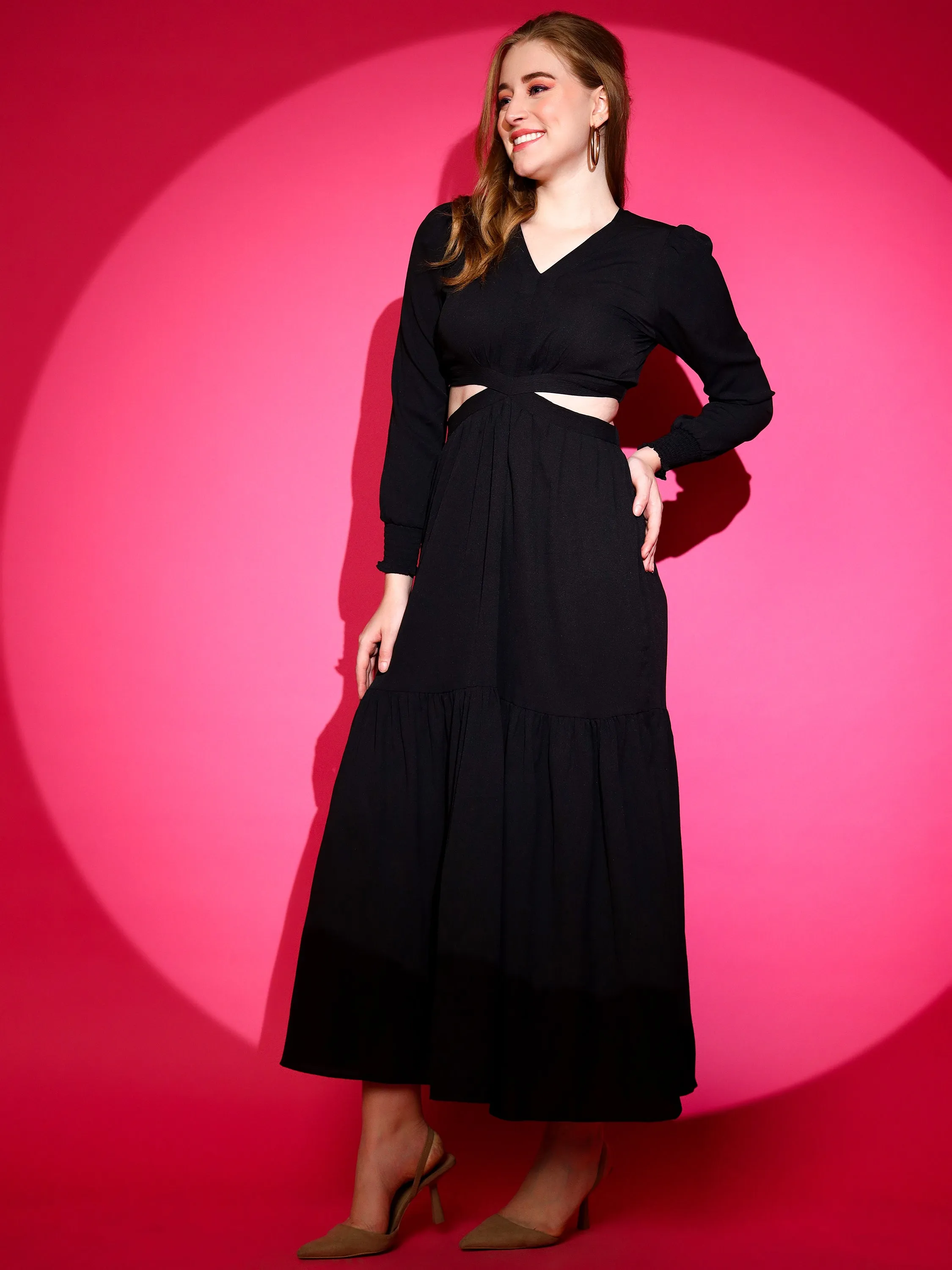 Allure in Black: Women Fit & Flare Dress