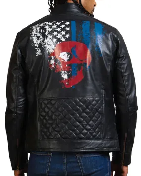 American Flag Skull Leather Jacket