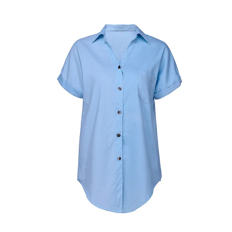 Amsoin Button Irregular T-shirt