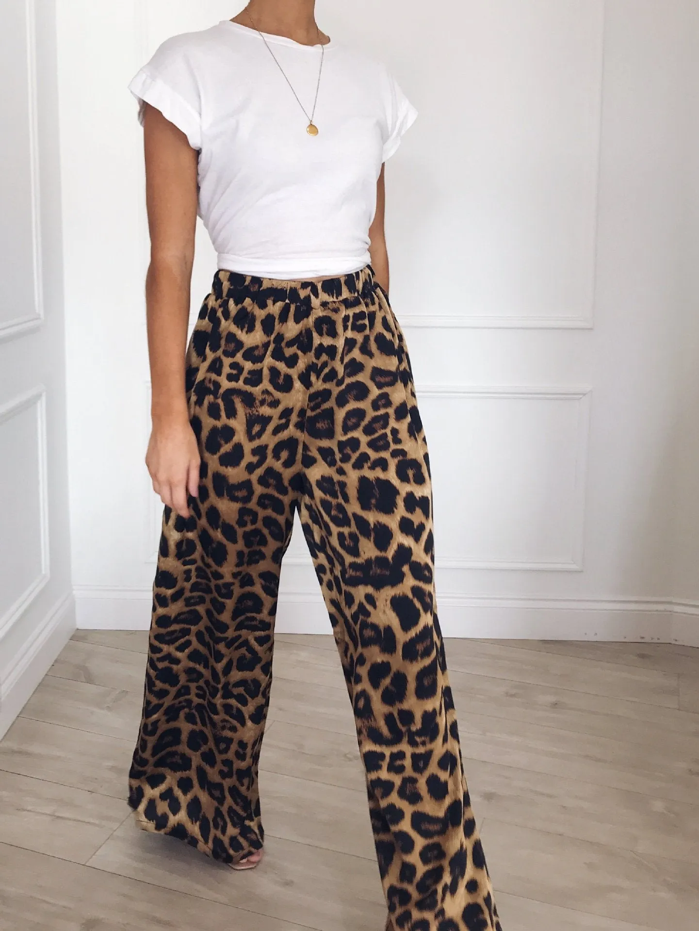 Animal Print Wide Leg Pants