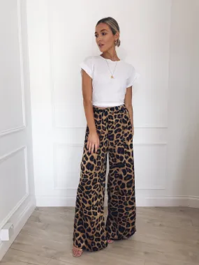Animal Print Wide Leg Pants