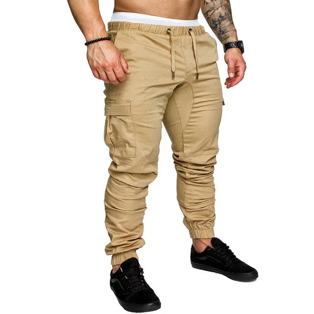 Autumn Mens Solid Multi-pocket Pants
