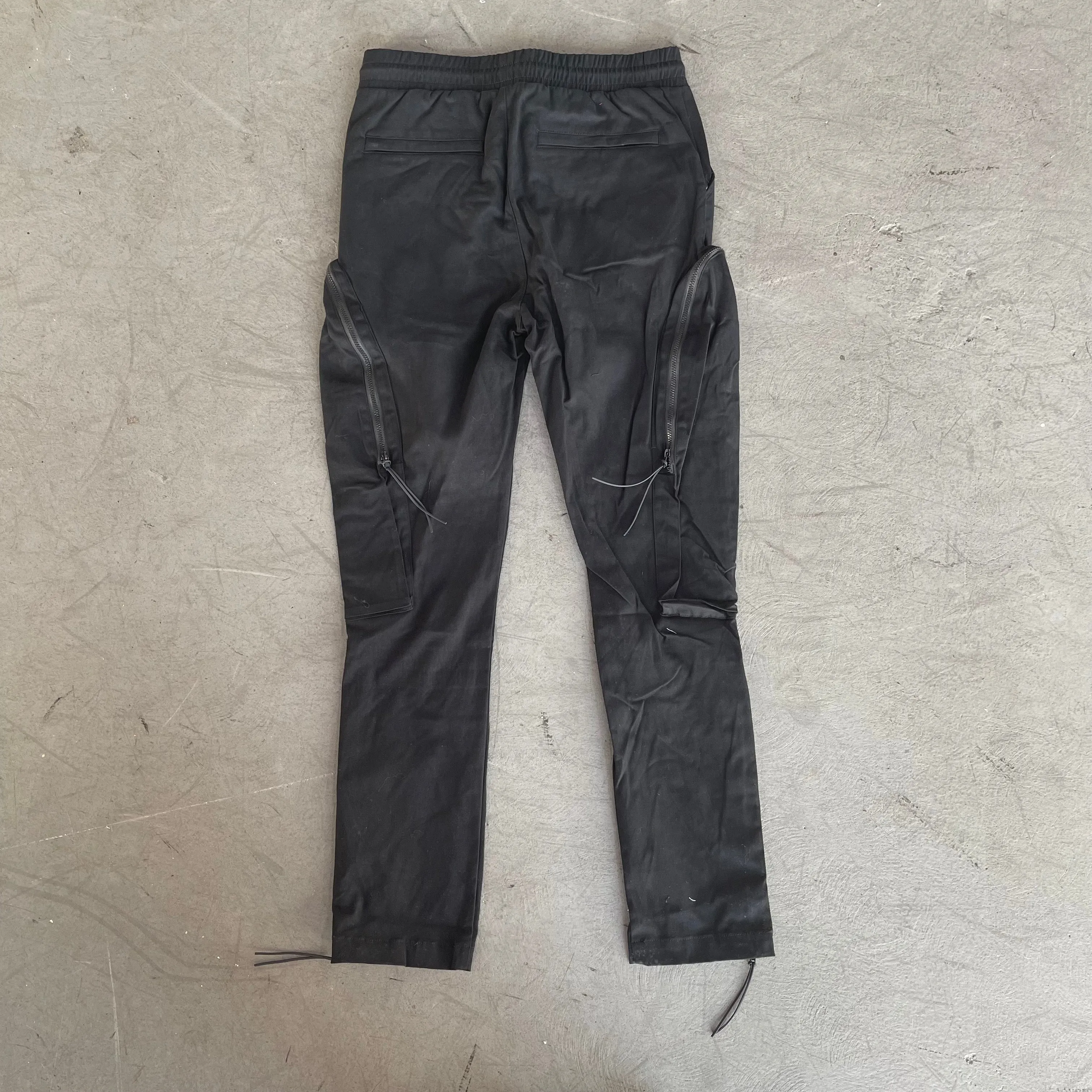 Black Open Flared Cargo Pants
