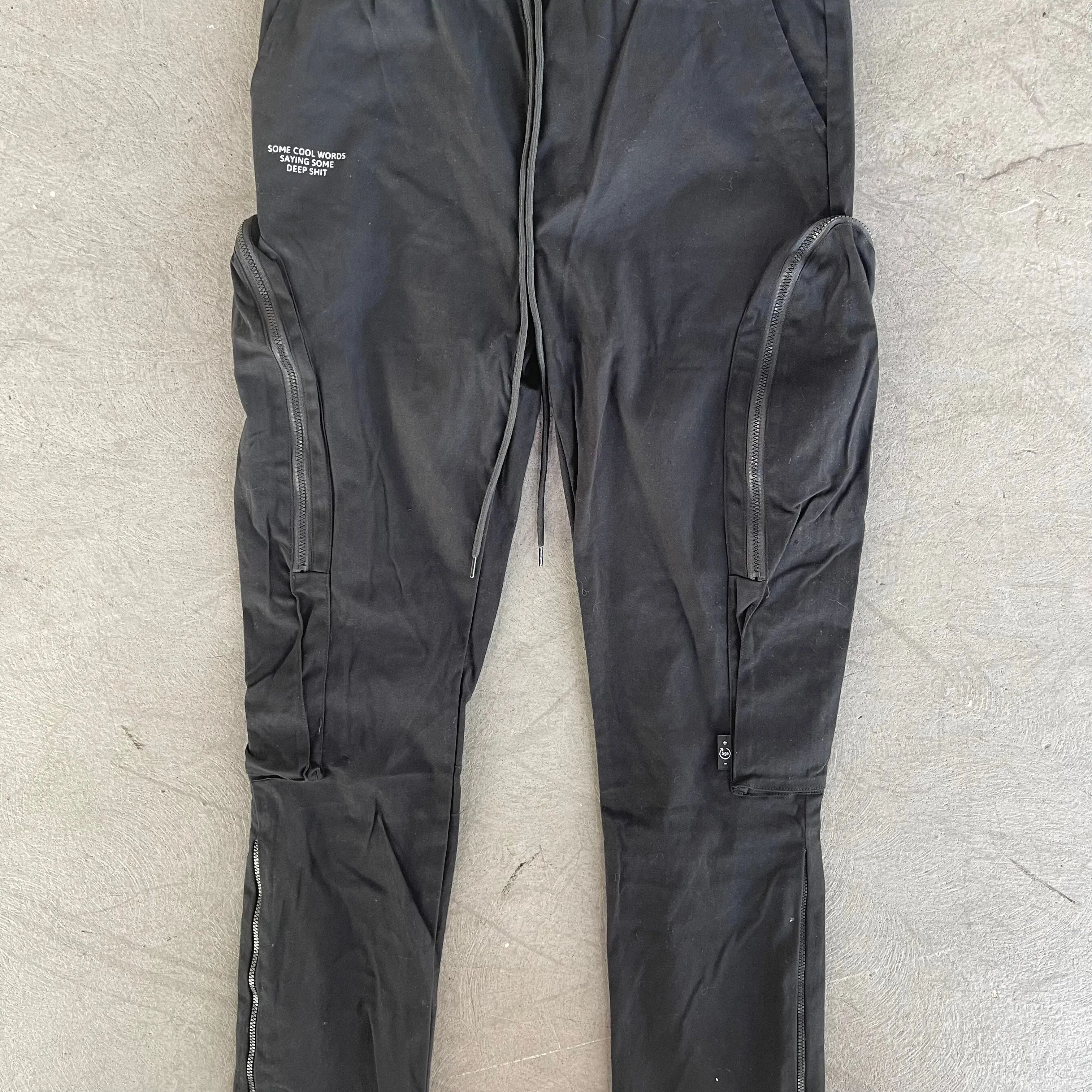 Black Open Flared Cargo Pants