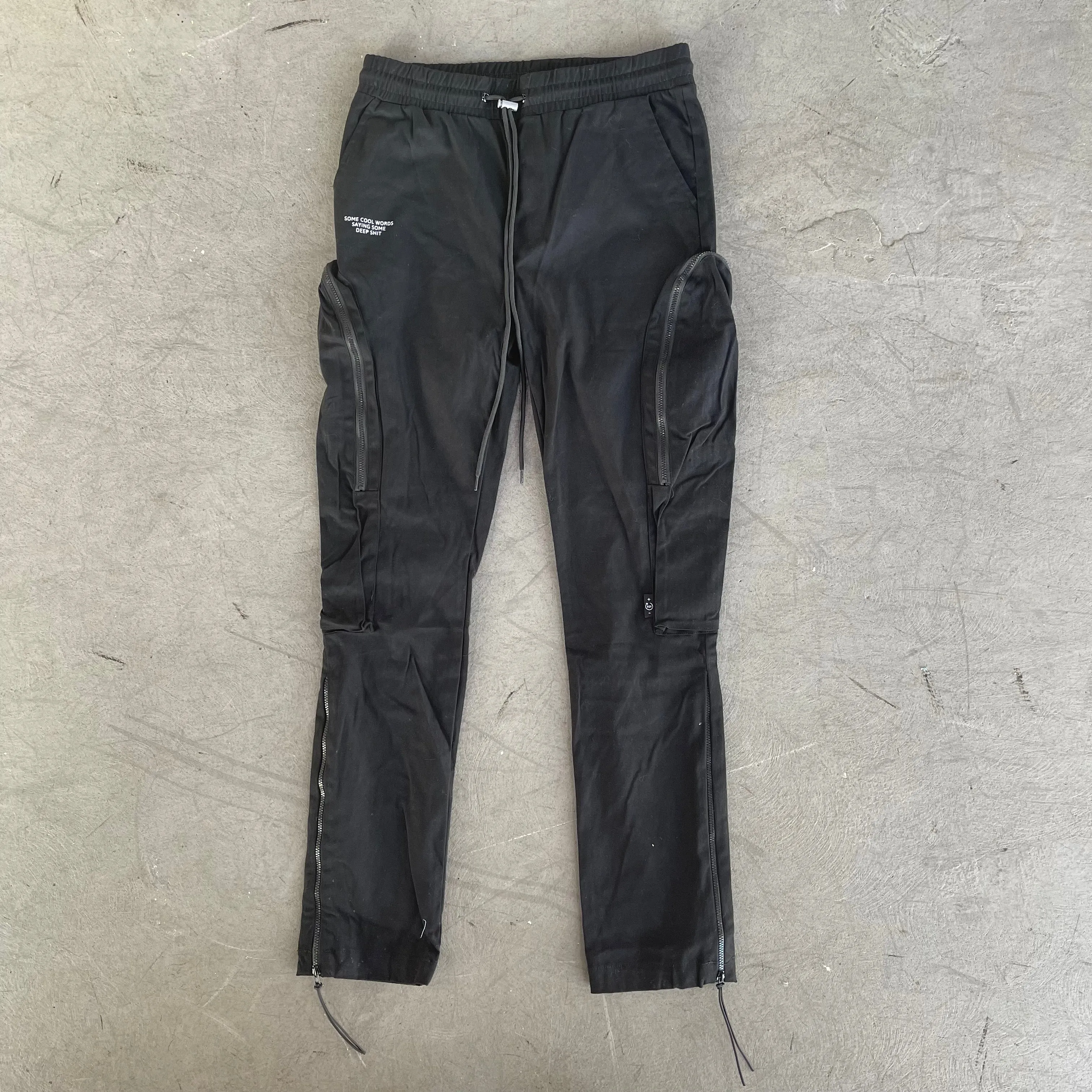 Black Open Flared Cargo Pants