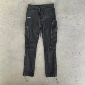 Black Open Flared Cargo Pants
