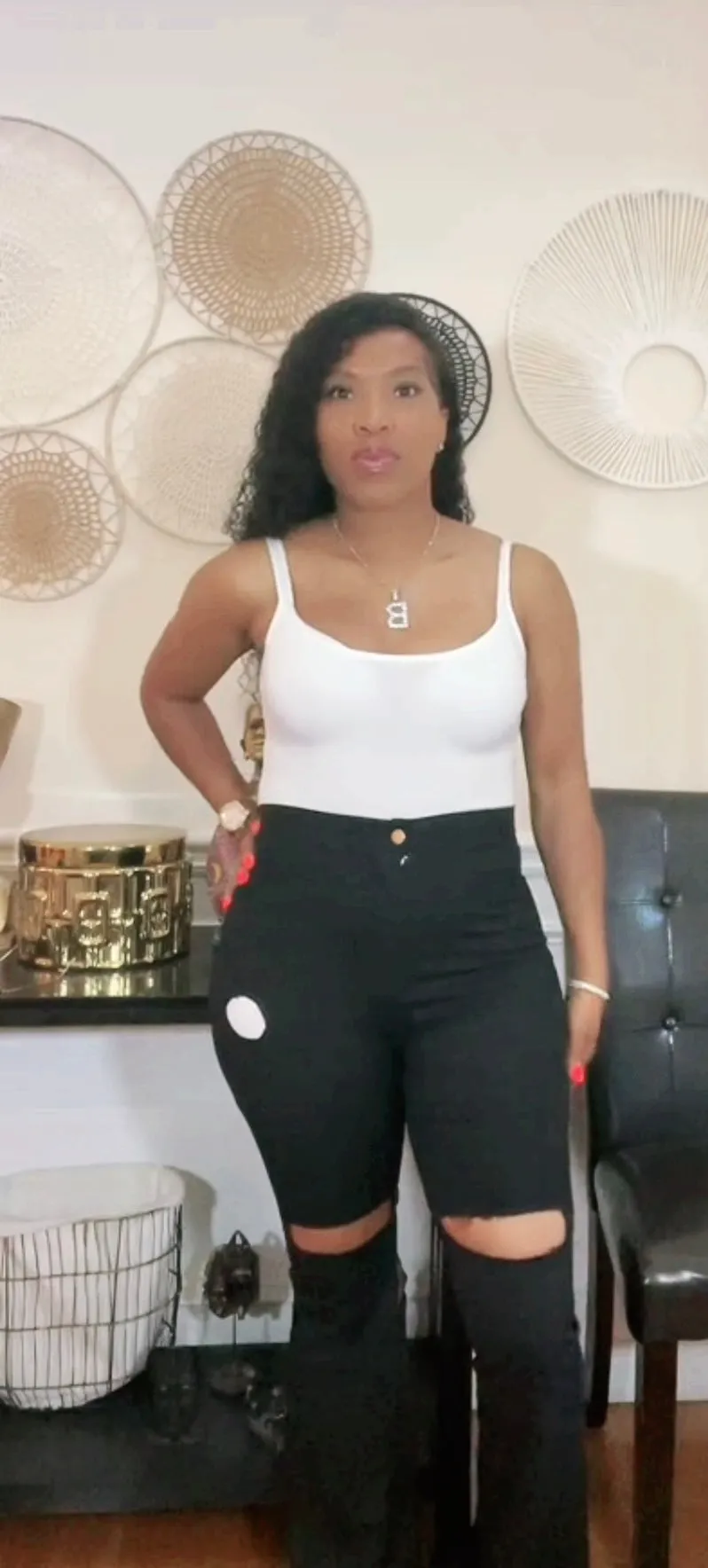 Black Ripped Flared Pants