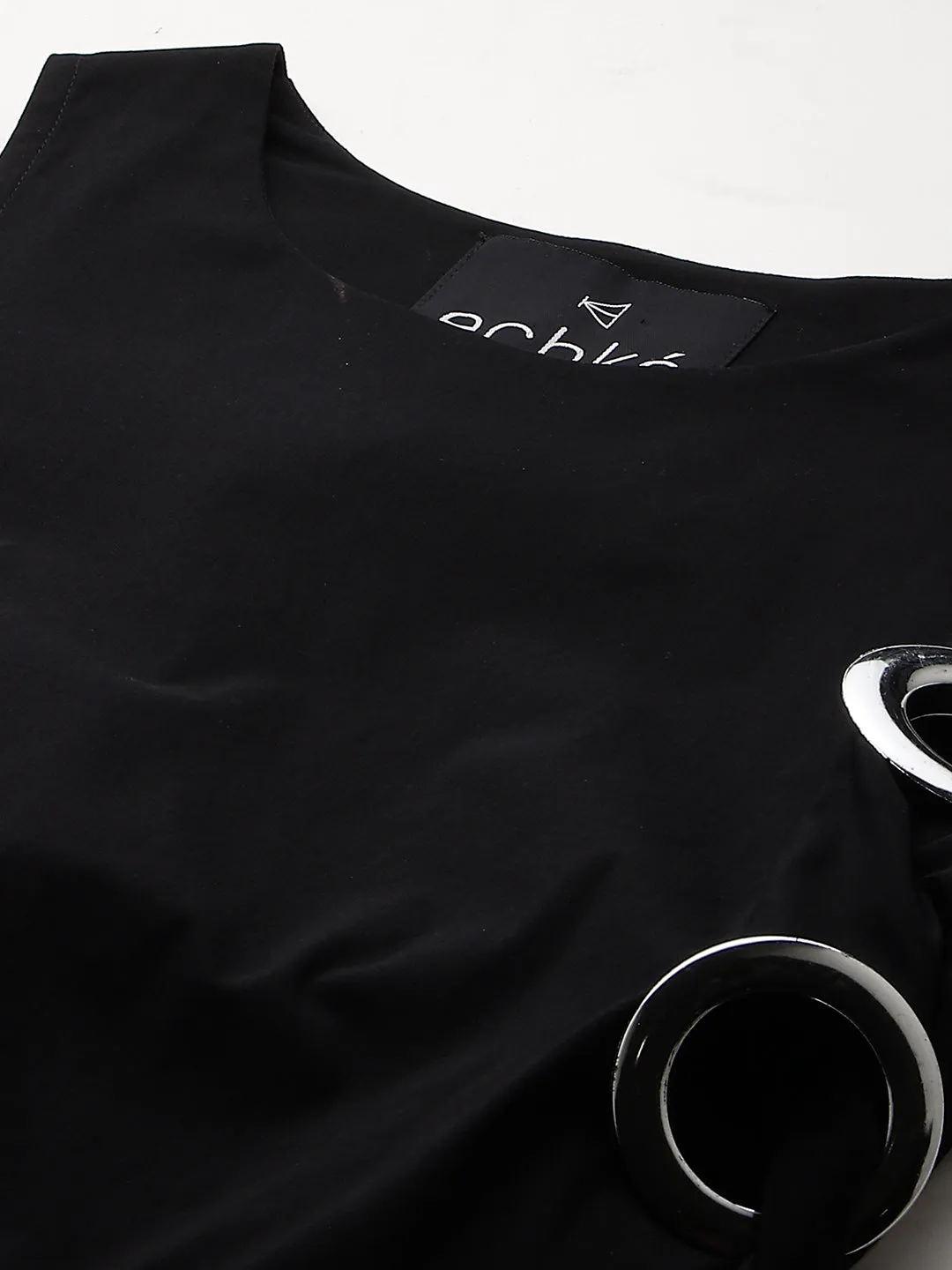 Black top with white pants cord set