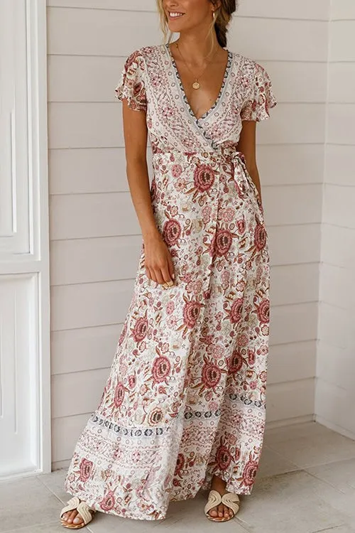 Boho Vibes Tie Waist Maxi Dress