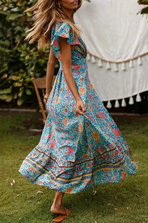 Boho Vibes Tie Waist Maxi Dress