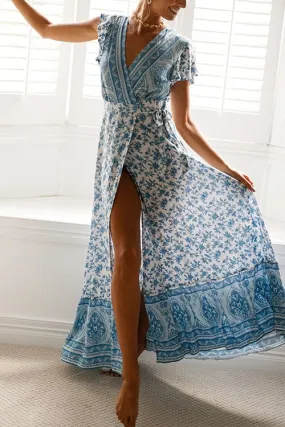 Boho Vibes Tie Waist Maxi Dress