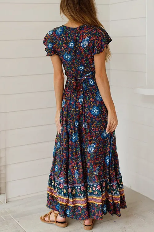 Boho Vibes Tie Waist Maxi Dress
