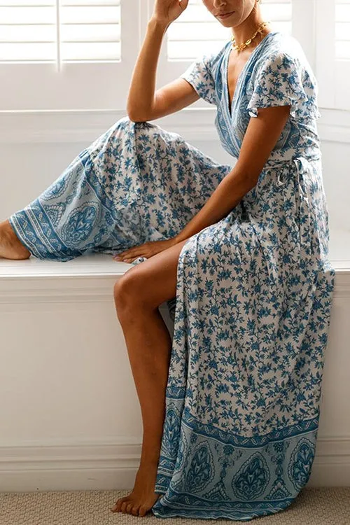 Boho Vibes Tie Waist Maxi Dress