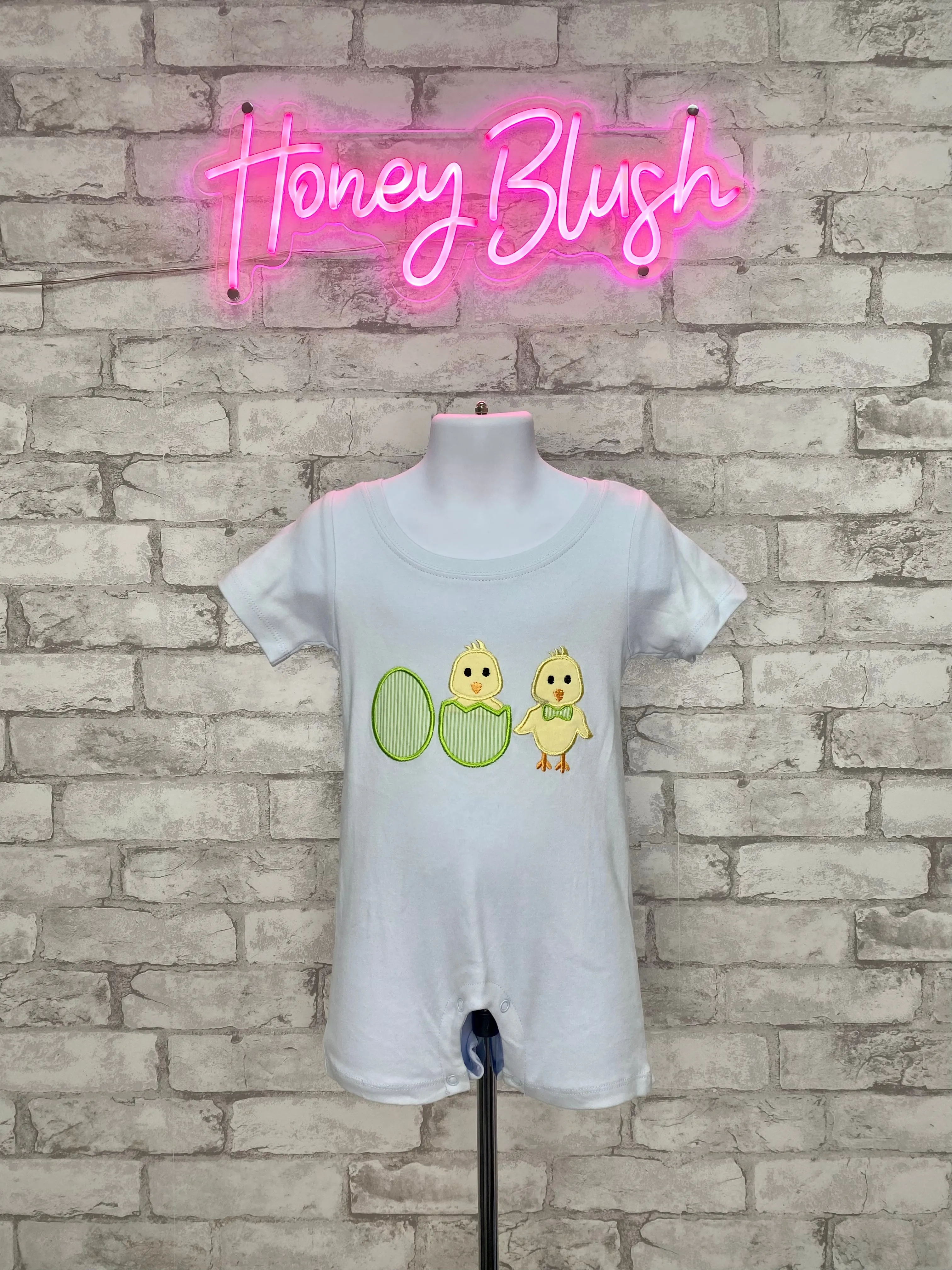 Boy's Hatching Chicks Applique Romper