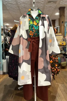 Brown Floral Wide Sleeve Jacket