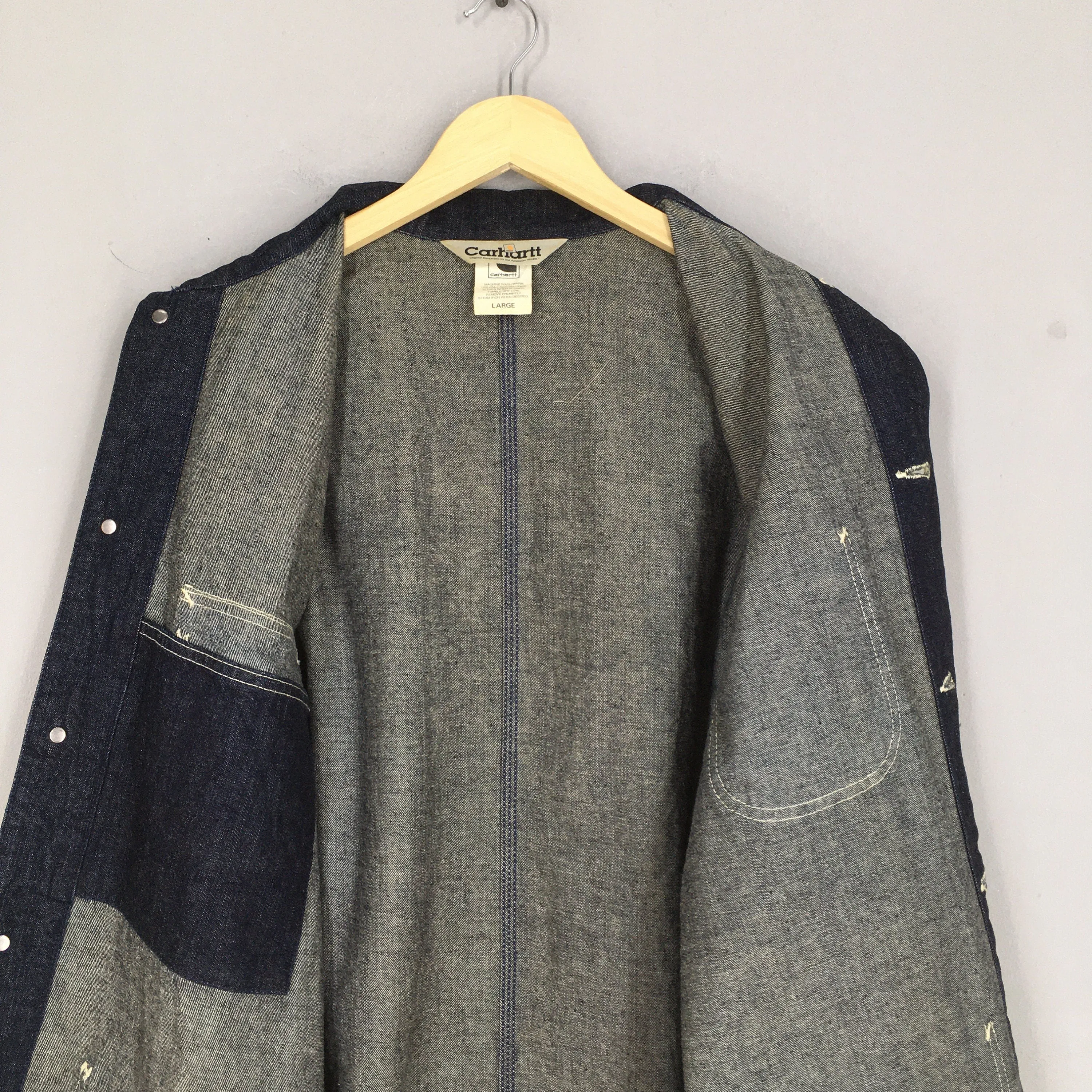 Carhartt Indigo Blue Jeans Workwear Jacket Large