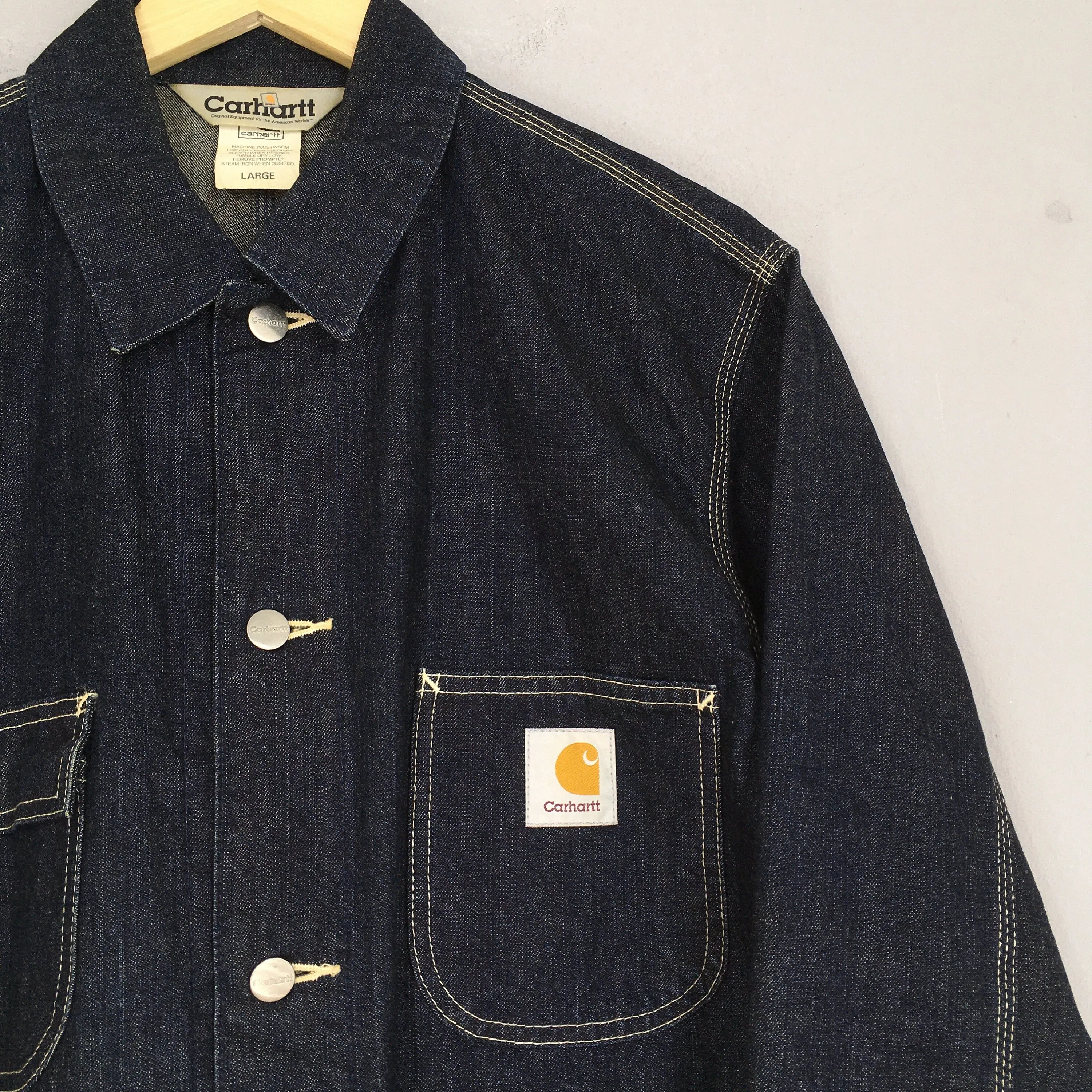 Carhartt Indigo Blue Jeans Workwear Jacket Large