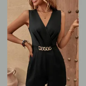 Chain Decor Romper with Pockets