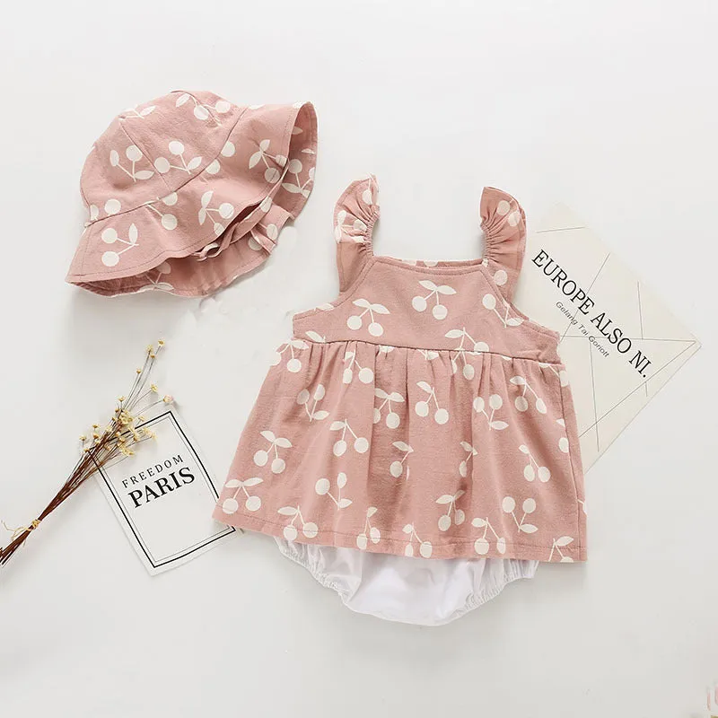 Cherry Print Hat & Romper Set