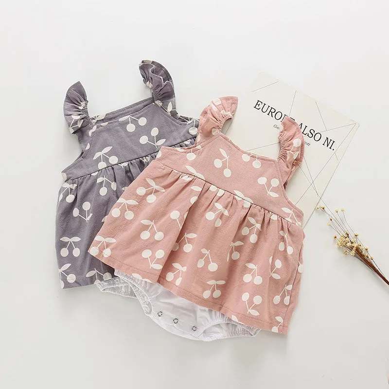 Cherry Print Hat & Romper Set