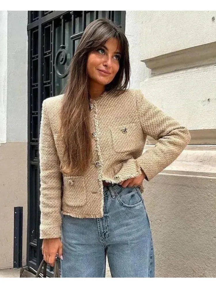 Chic tweed blazer jacket