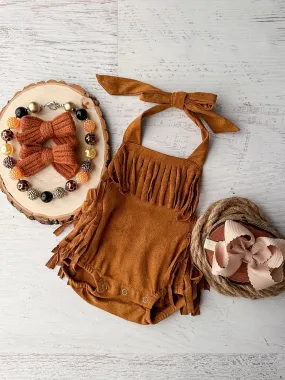 Chocolate Fringe Infant Romper