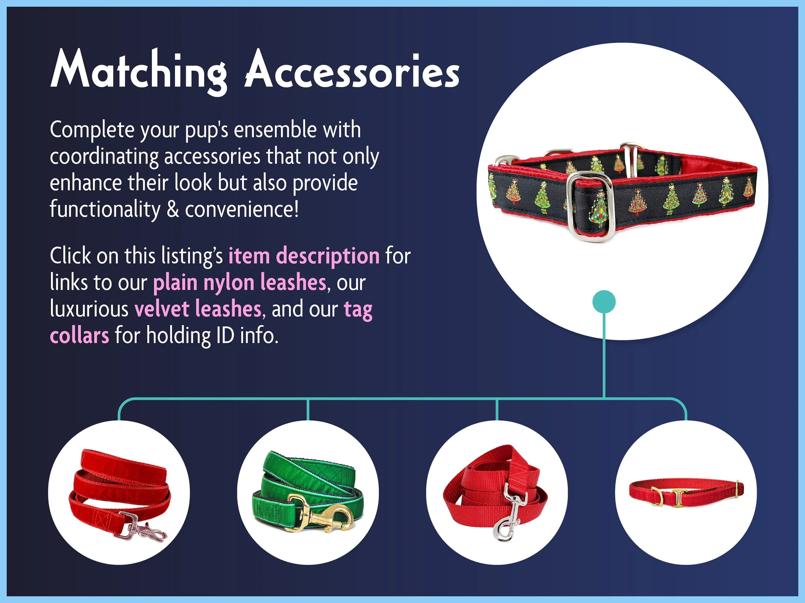 Christmas Trees - Martingale or Buckle Dog Collar - 1" Width