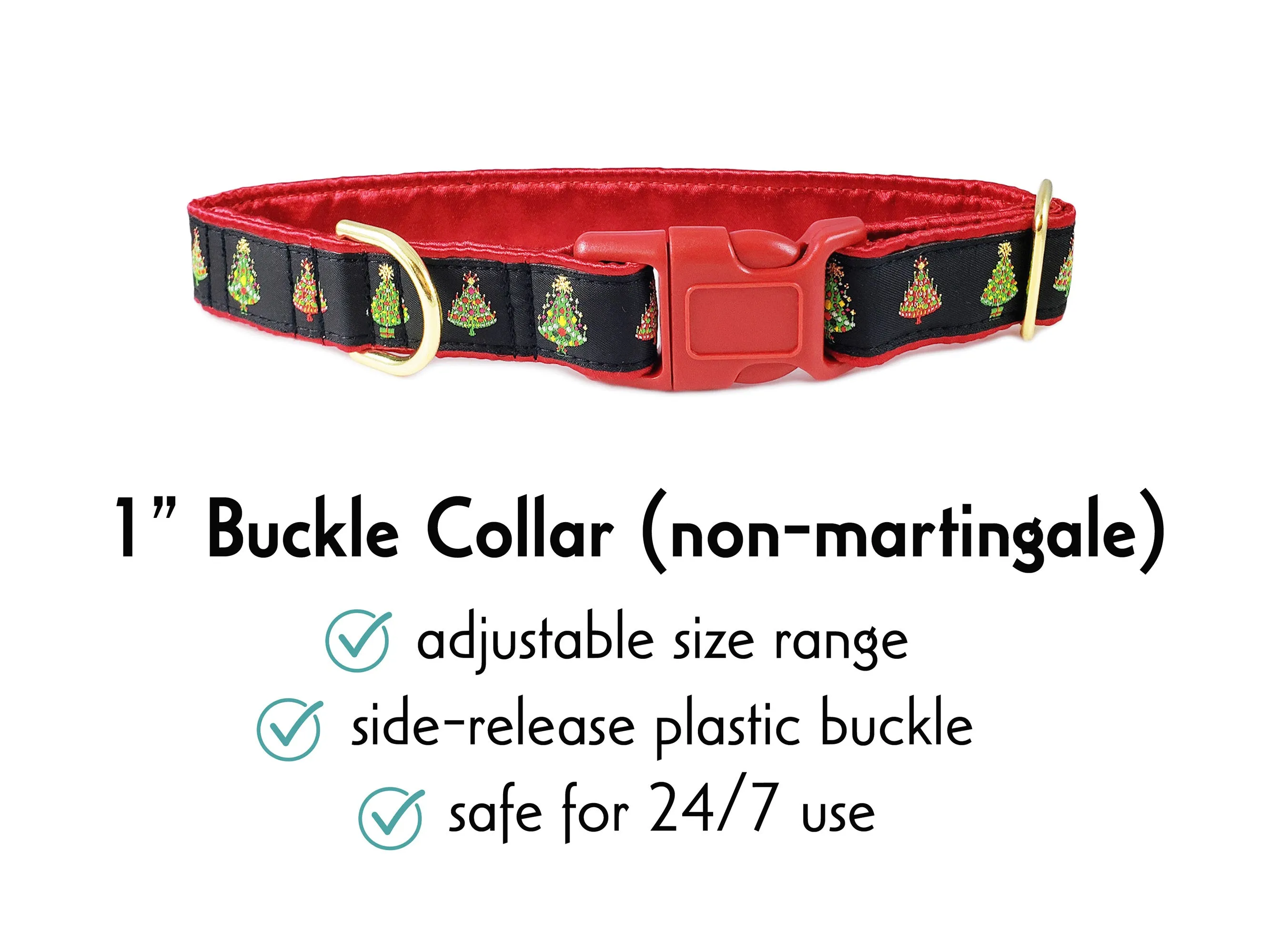 Christmas Trees - Martingale or Buckle Dog Collar - 1" Width