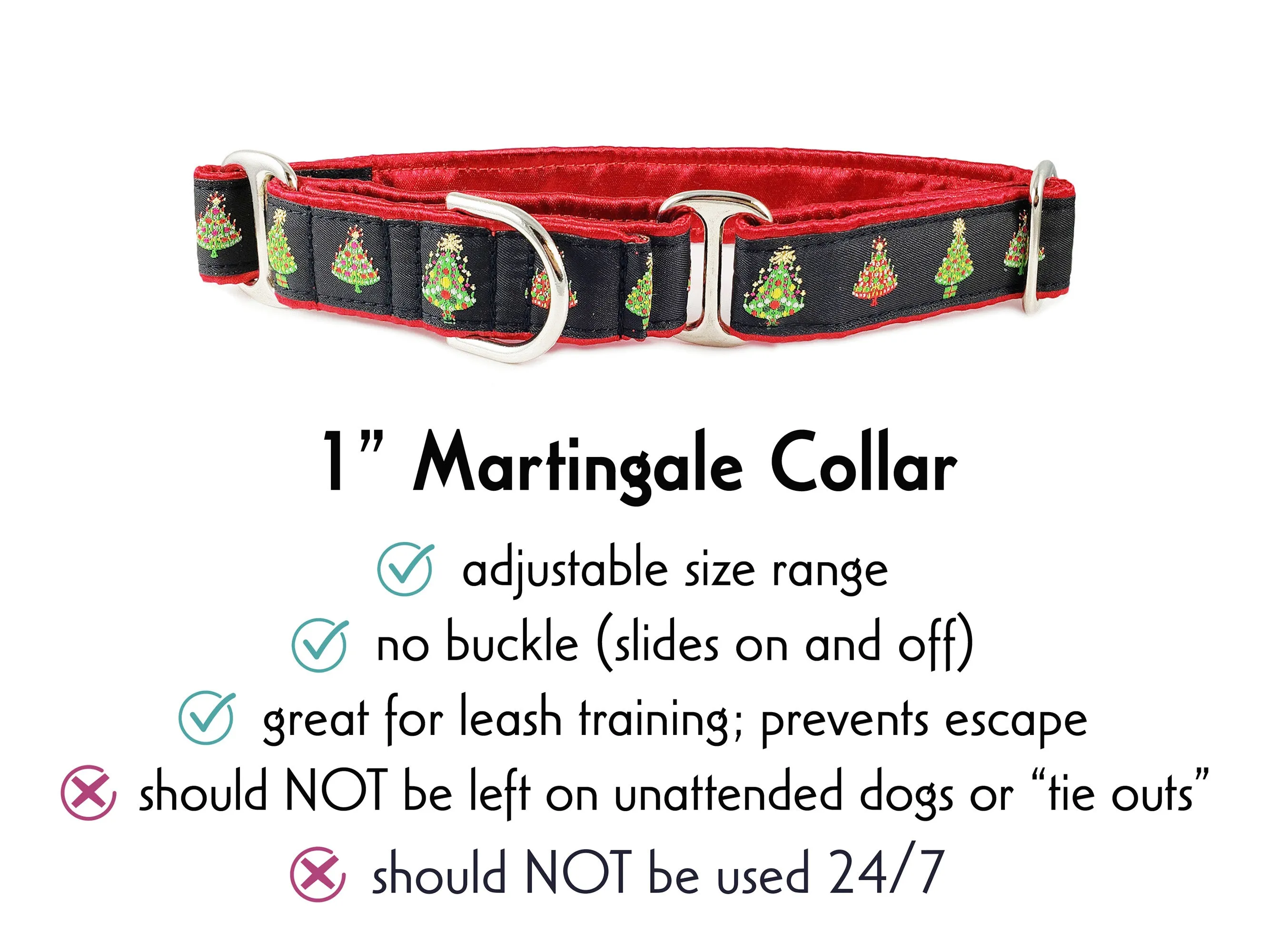 Christmas Trees - Martingale or Buckle Dog Collar - 1" Width