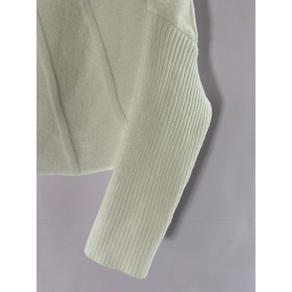 COMMENSE Women's Off-White Piping Mock-Neck Long Sleeve Knit Top SZ XS(US2)