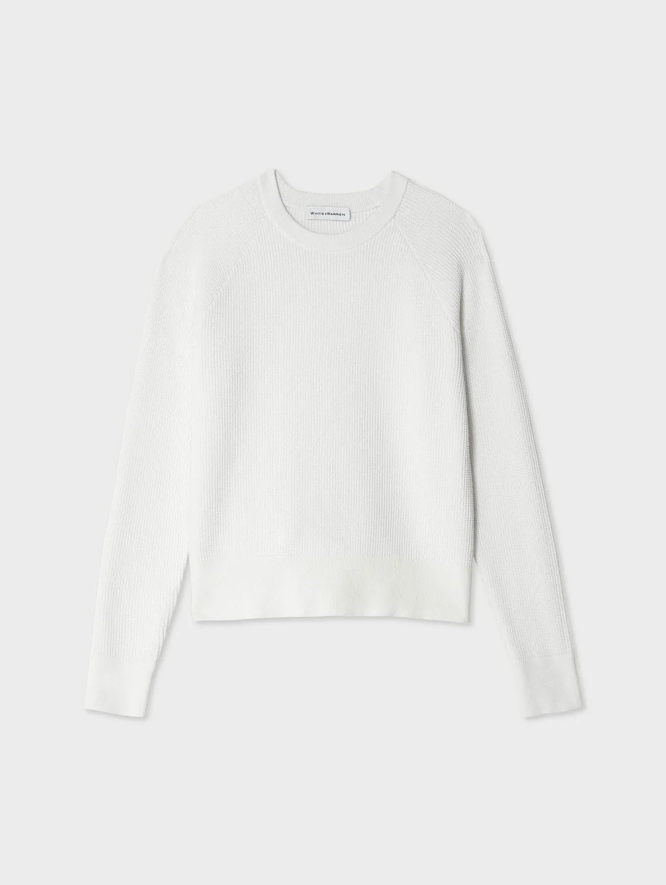 Cotton Blend Waffle Sweatshirt - White