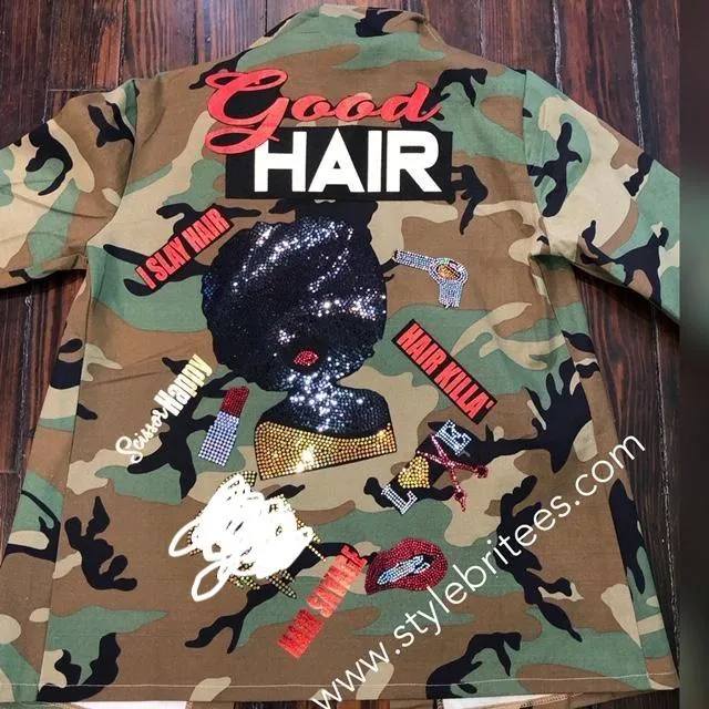 CUSTOMIZE CAMOUFLAGE BLING Patchwork JACKET