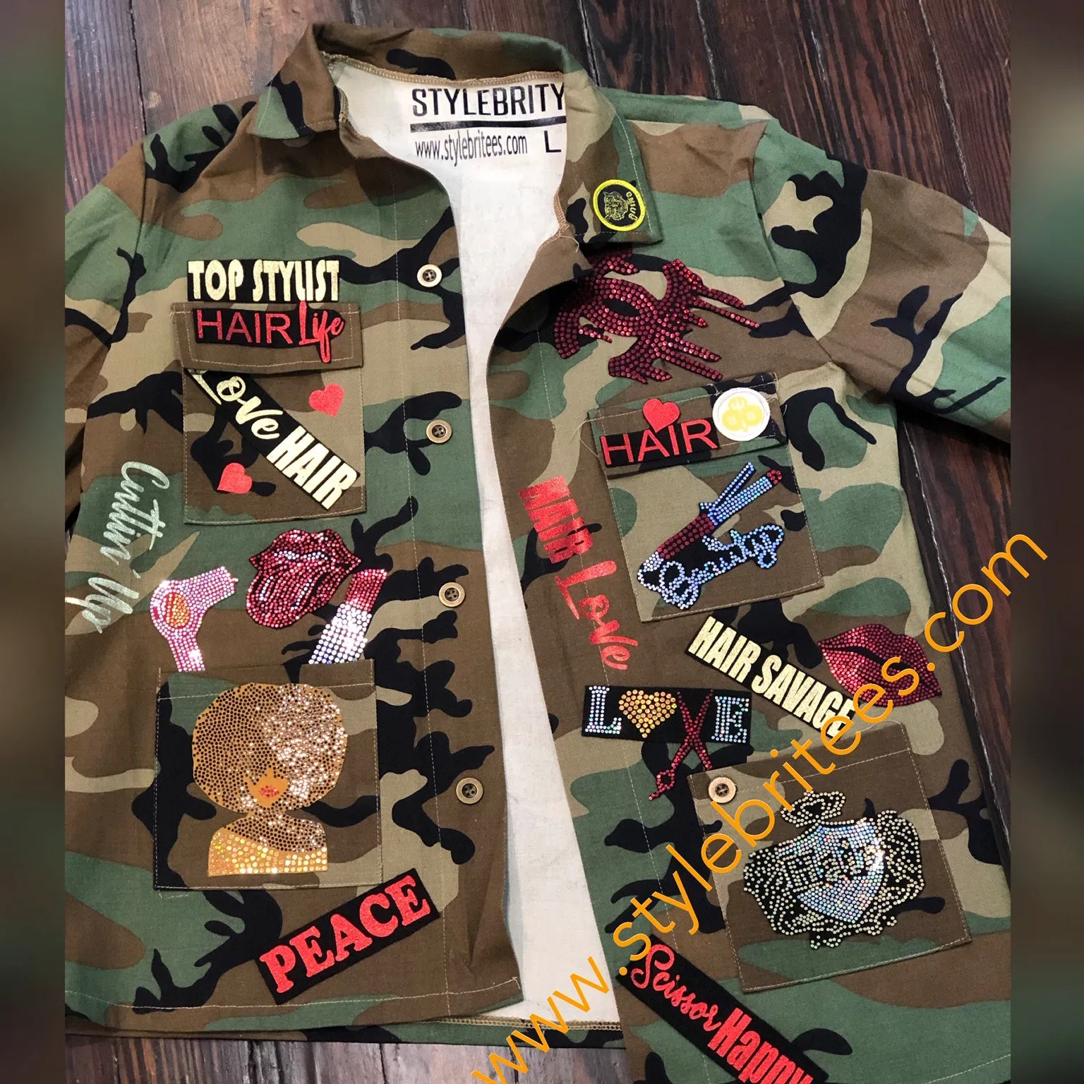 CUSTOMIZE CAMOUFLAGE BLING Patchwork JACKET