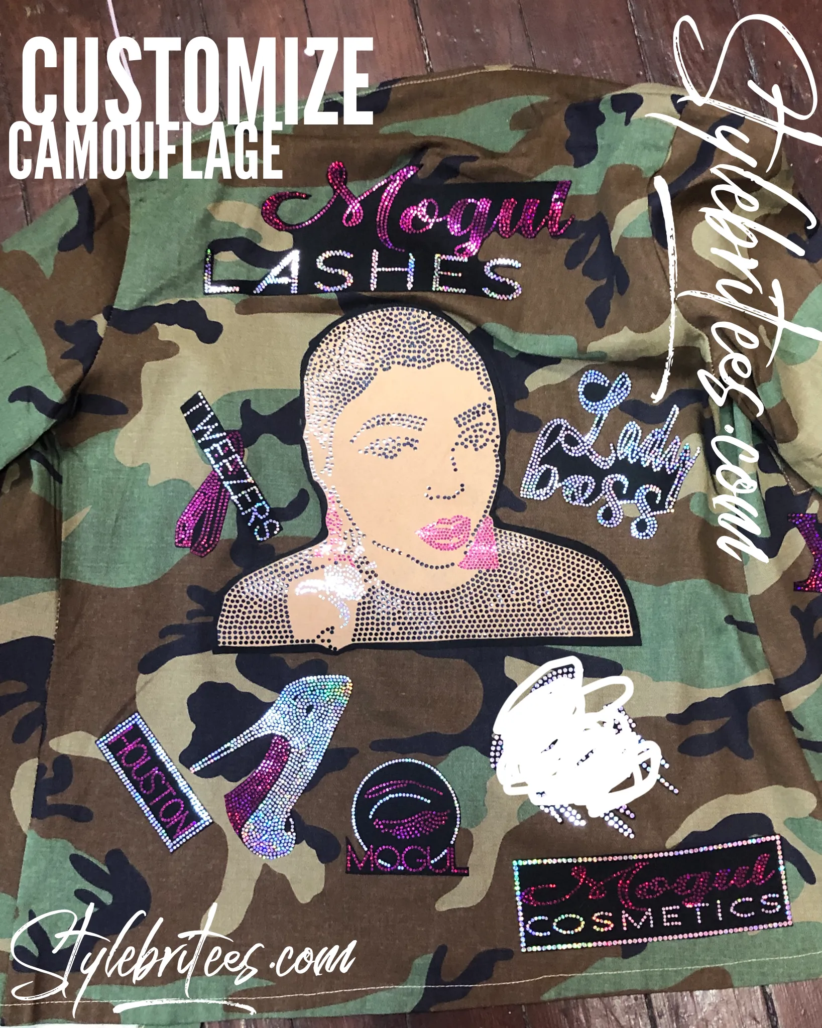 CUSTOMIZE CAMOUFLAGE BLING Patchwork JACKET