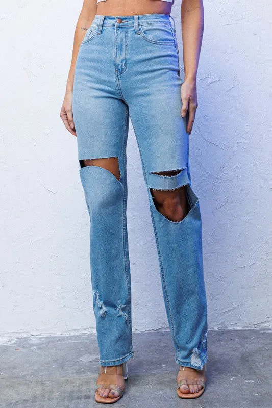 Distressed Wide Leg Jeans