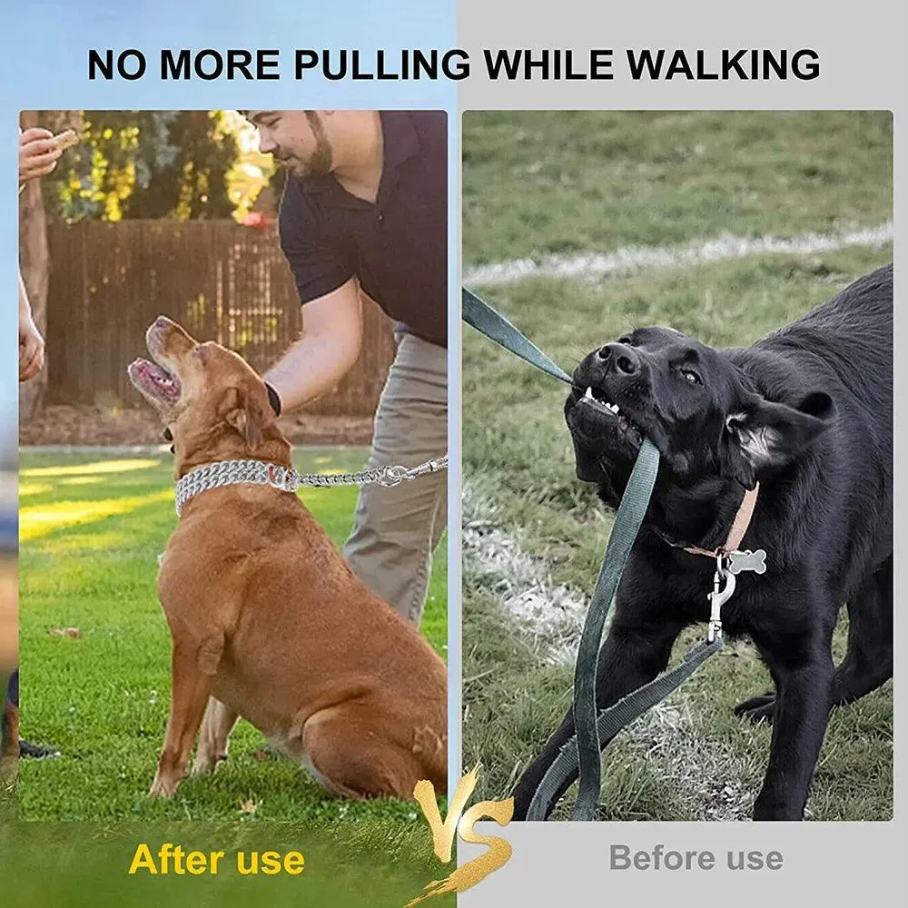 Dog Training Collar Heavy Duty Stainless Steel 2 Row No Pull Metal