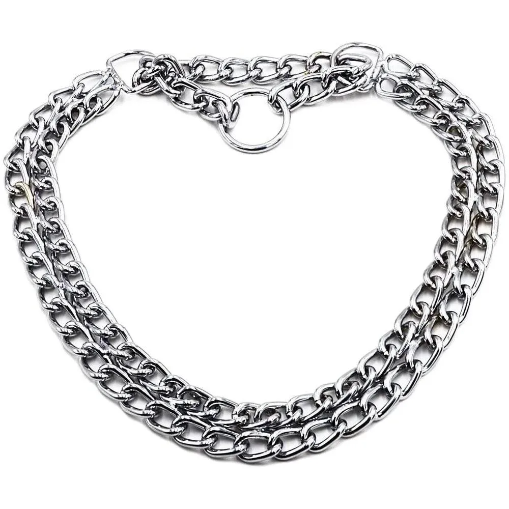 Dog Training Collar Heavy Duty Stainless Steel 2 Row No Pull Metal