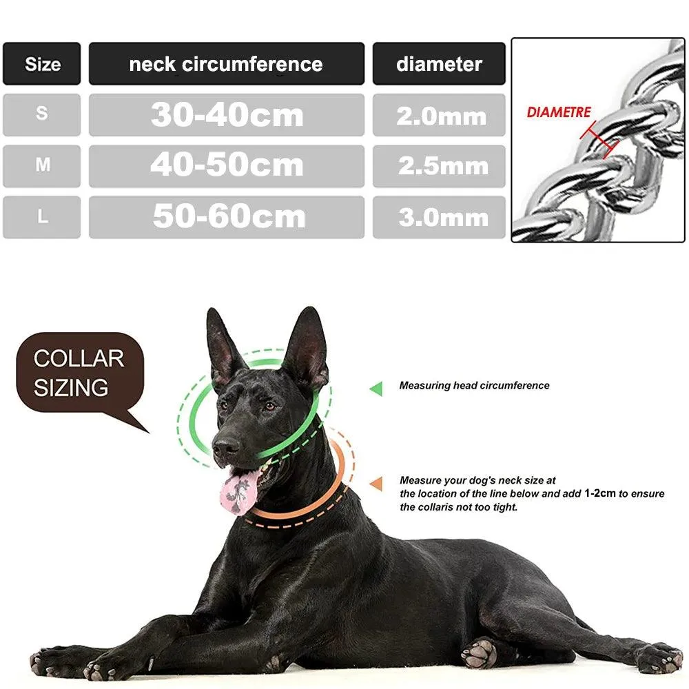 Dog Training Collar Heavy Duty Stainless Steel 2 Row No Pull Metal