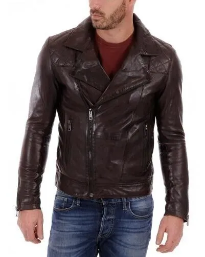 Erics Genuine Biker Motorcycle Leather Jacket Men