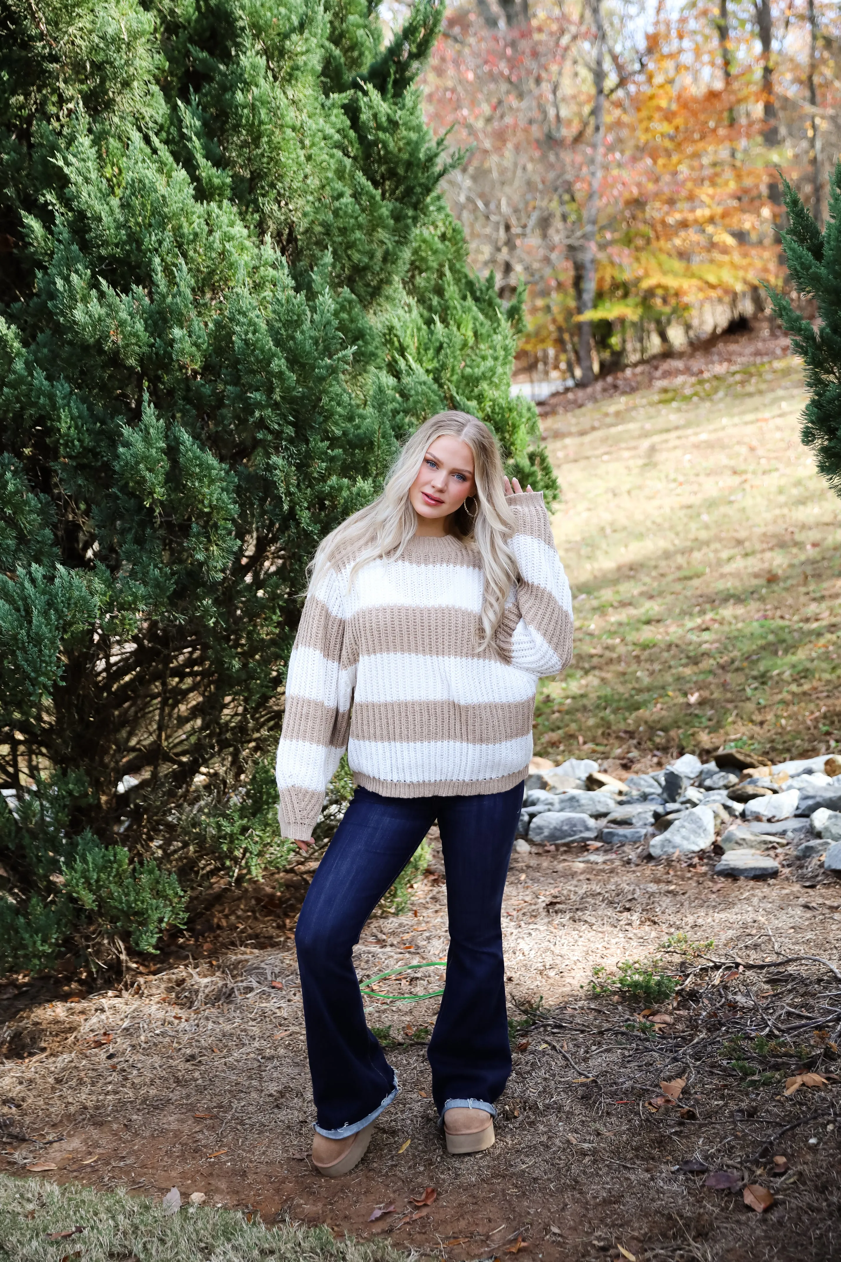 FINAL SALE - Cozy Aesthetic Striped Oversized Sweater