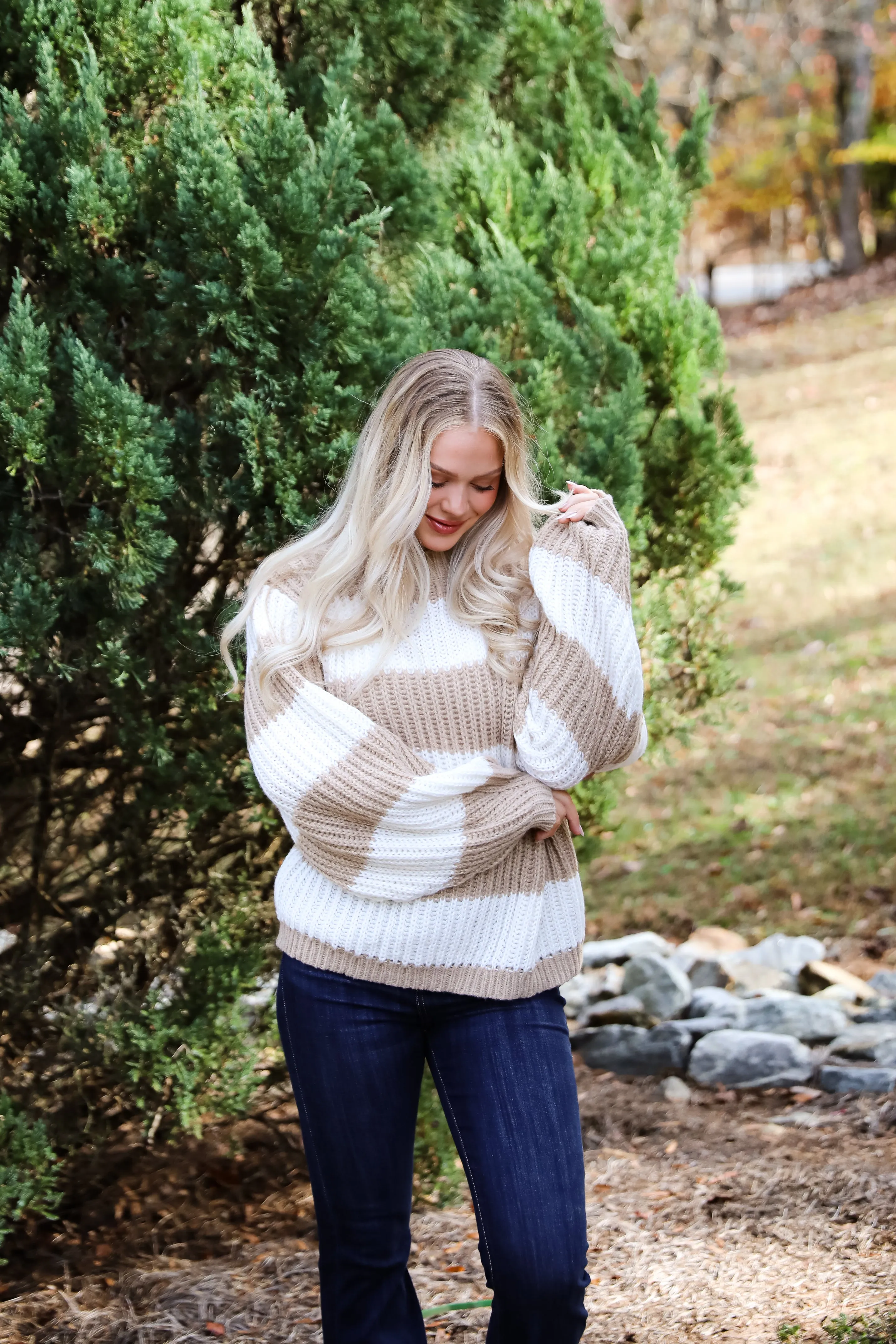 FINAL SALE - Cozy Aesthetic Striped Oversized Sweater