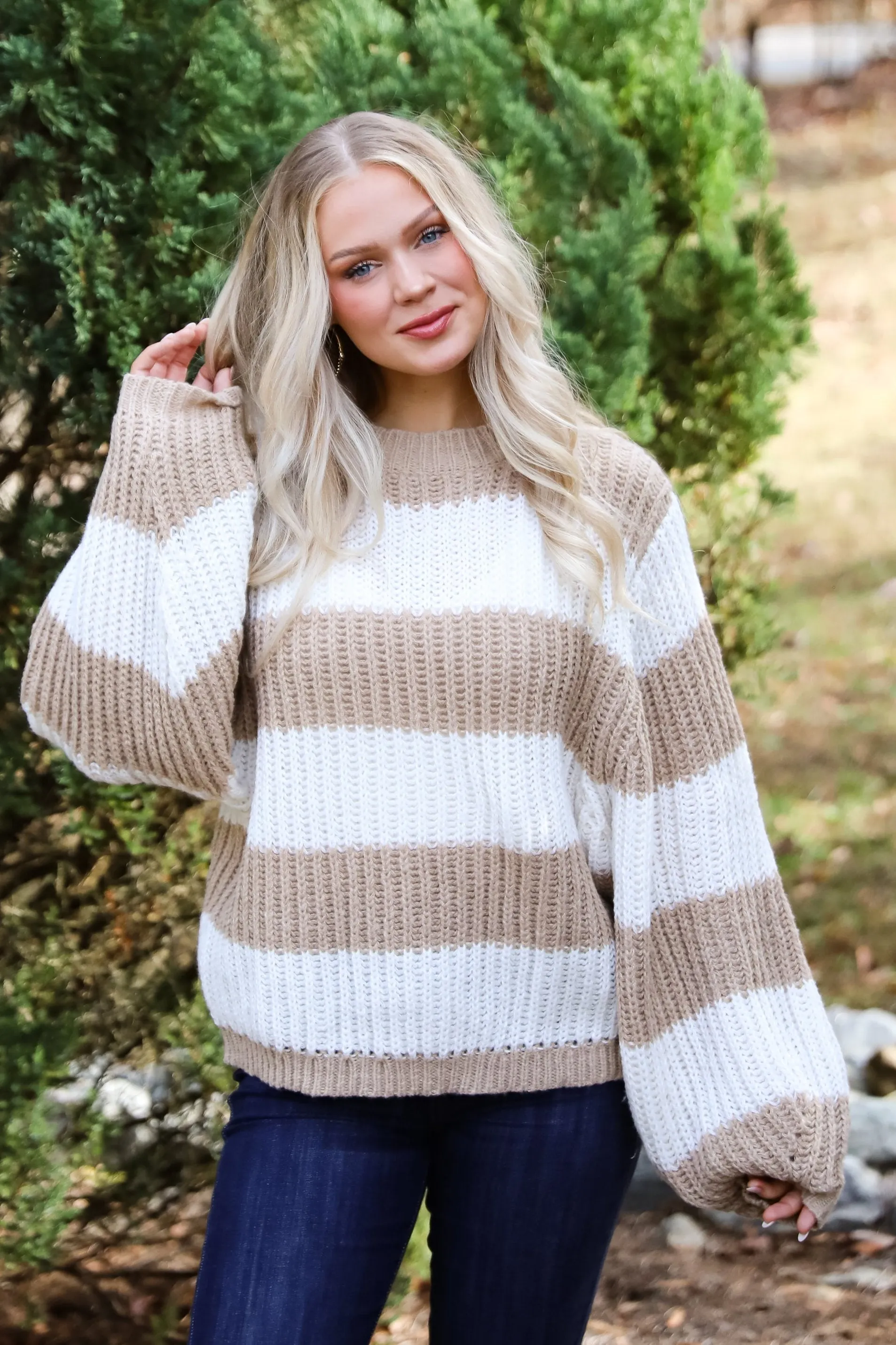 FINAL SALE - Cozy Aesthetic Striped Oversized Sweater