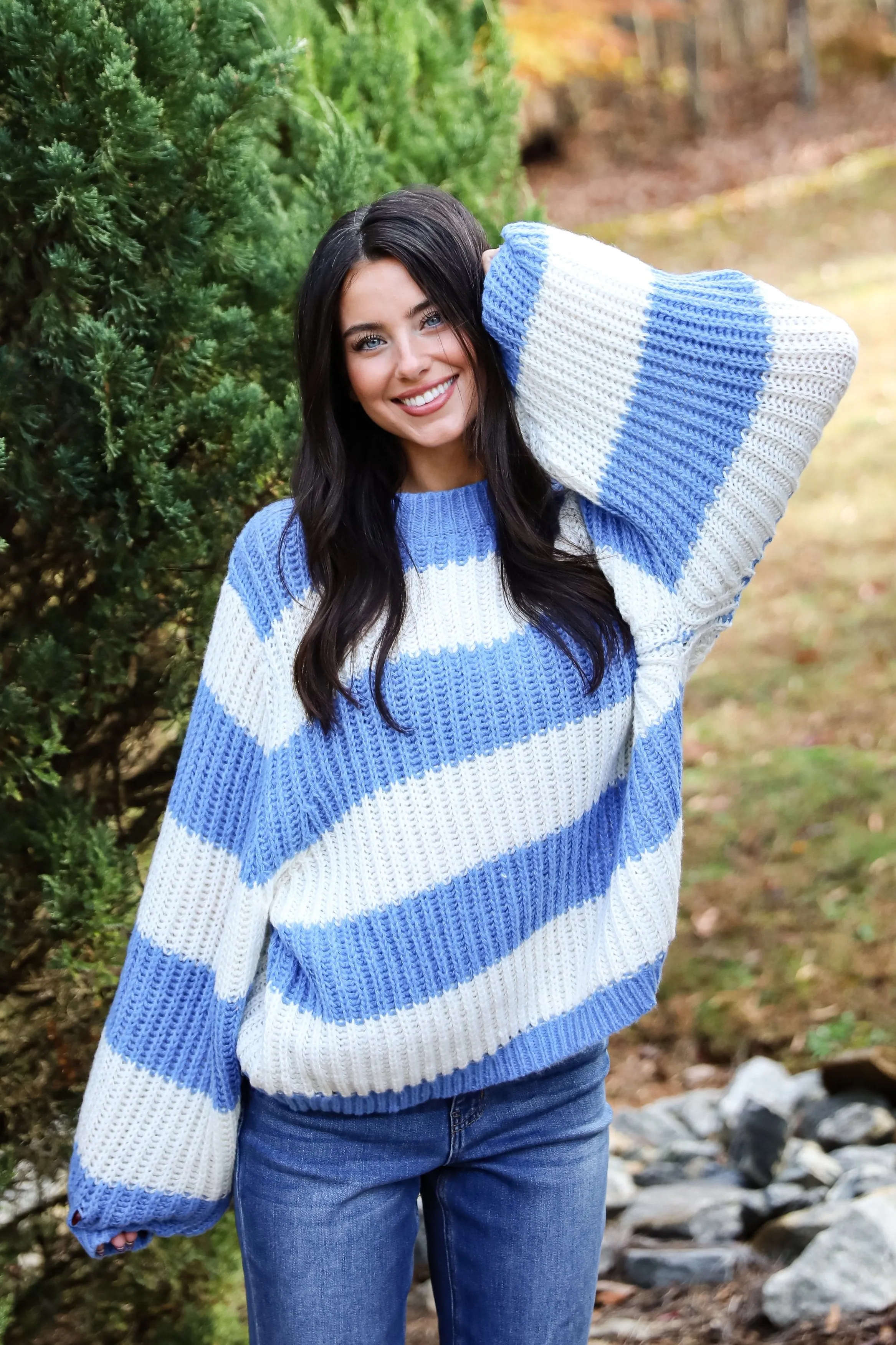 FINAL SALE - Cozy Aesthetic Striped Oversized Sweater