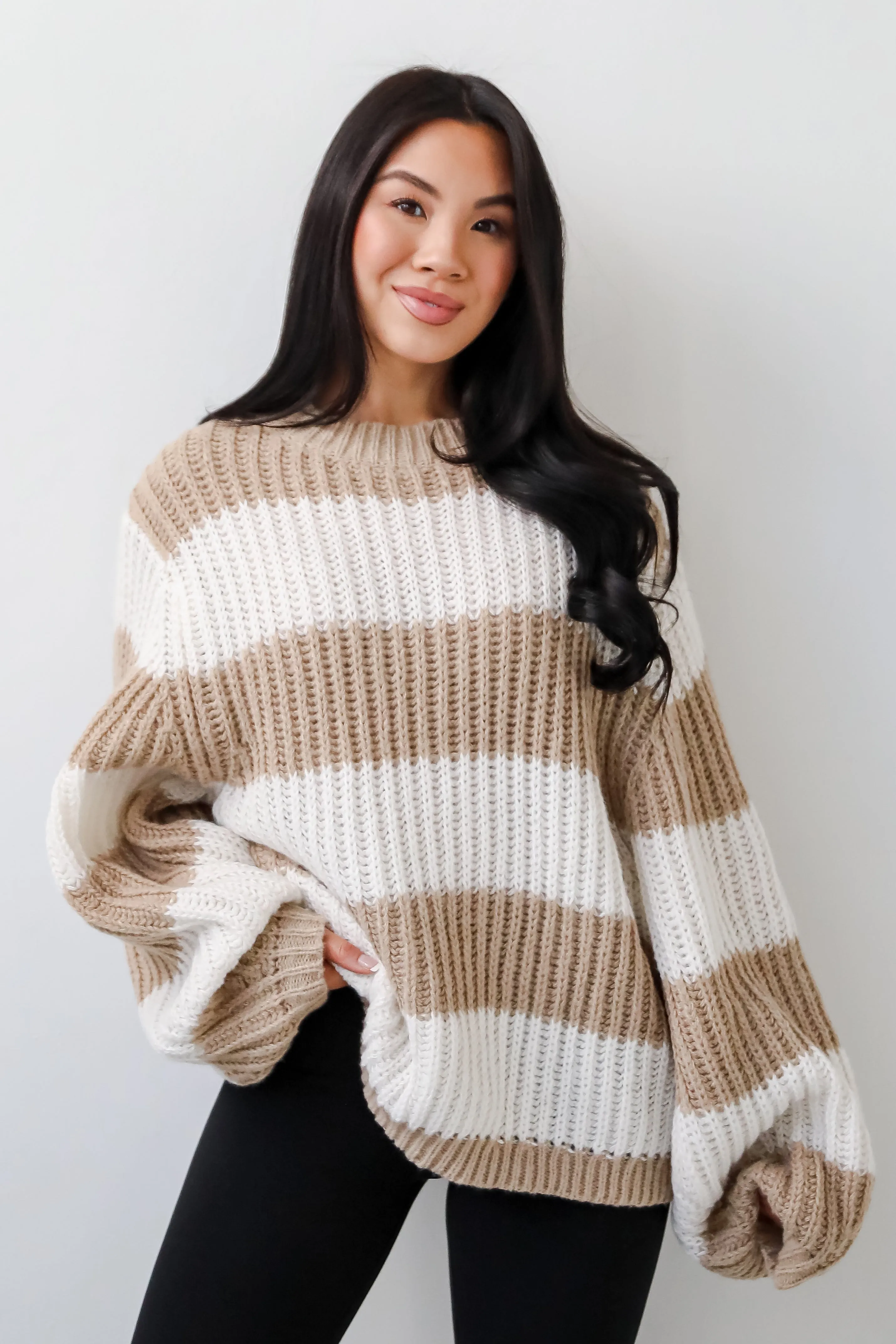 FINAL SALE - Cozy Aesthetic Striped Oversized Sweater