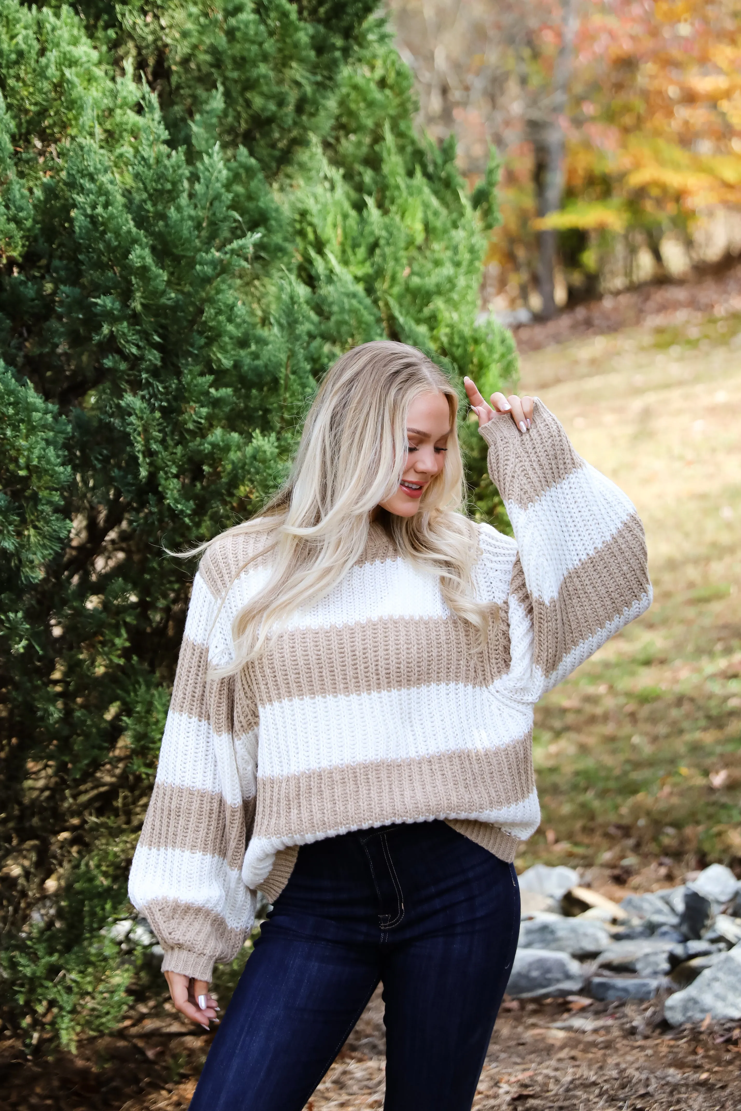 FINAL SALE - Cozy Aesthetic Striped Oversized Sweater