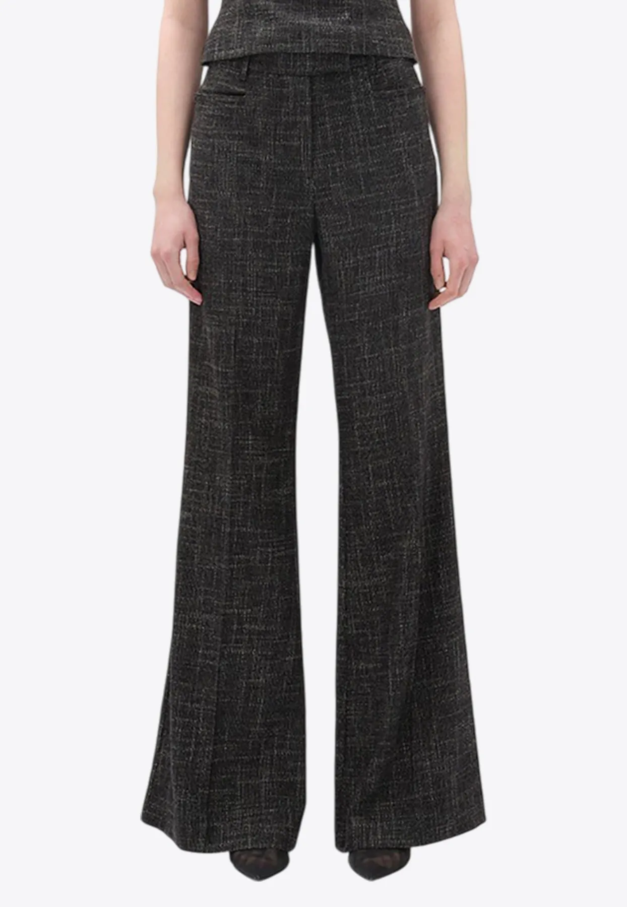 Flared Wool-Blend Tailored Pants