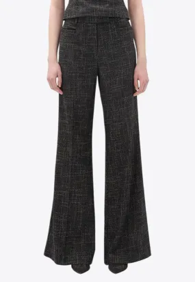 Flared Wool-Blend Tailored Pants
