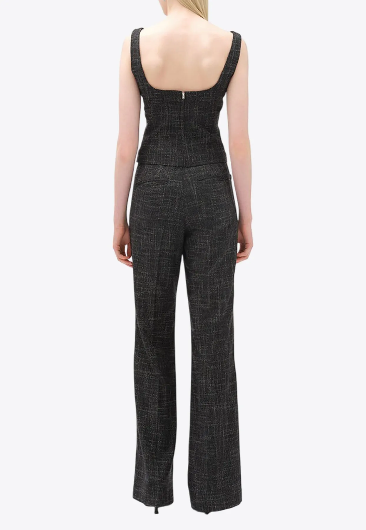 Flared Wool-Blend Tailored Pants